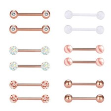 12pcs 316 Surgical Steel Belly Ring Nose Eyebrow Nail Lip Tongue Nipple Pierced
