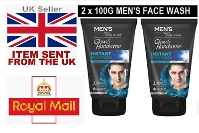 2 x 100g Herren Fair & Lovely Glow Handsome Skin Brightening Whitening Facewash