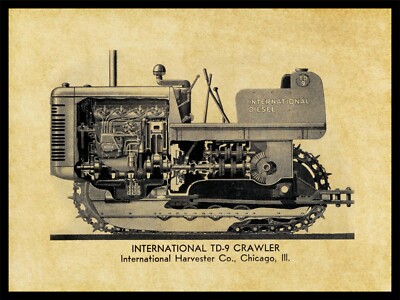 International Harvester Tractors NEW Metal Sign: IH TD-9 Schematic Cutaway View