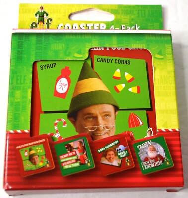 ELF THE MOVIE COASTERS 4 PACK CORK BACK WILL FERRELL