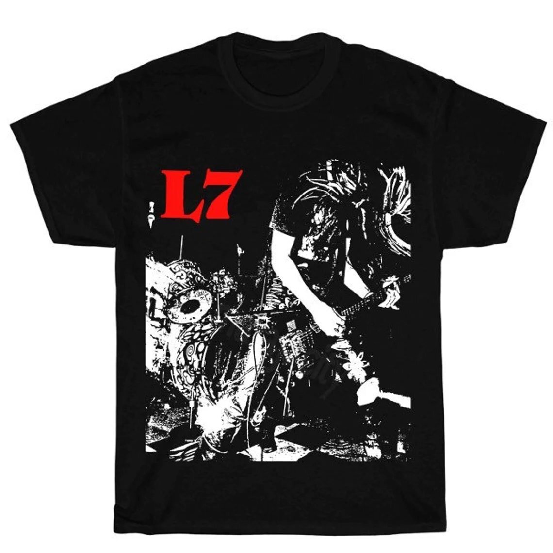 LLICA Tシャツ Lサイズ バンド BAND Vtg L7 Band Live In Tour Concert Cotton Black All Size Unisex