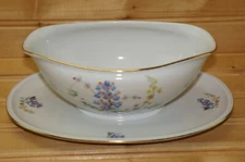 Hutschenreuther Iris Gravy Boat or Sauce Bowl with Underplate, 8 3/8"