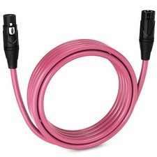 LyxPro Microphone 15 feet XLR Cable, Male to Female, 3 Pin Mic Cable, Pink