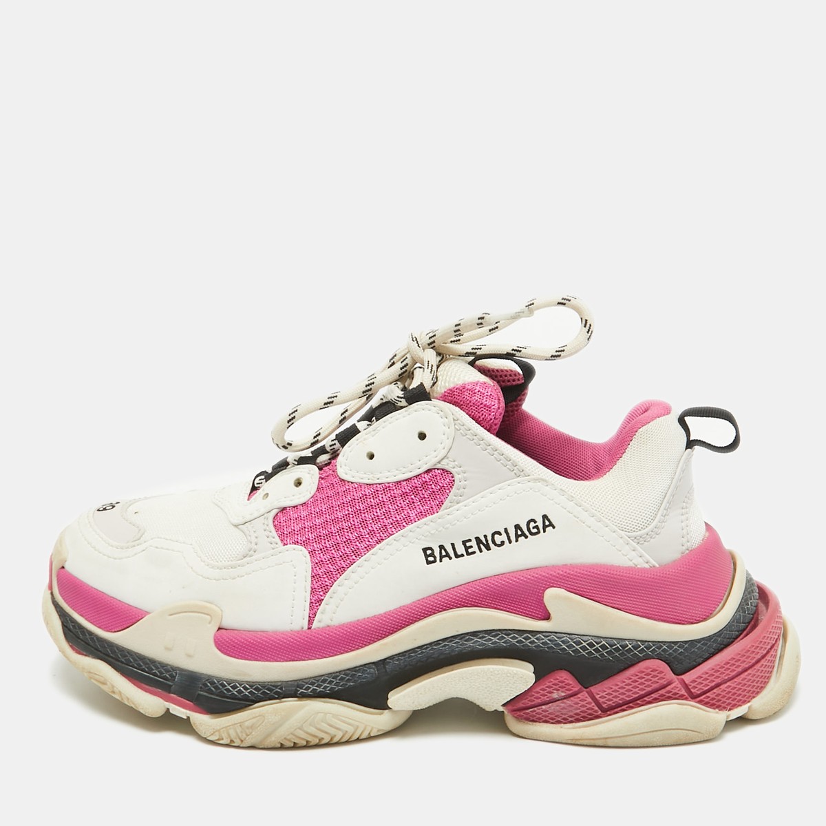 Balenciaga Multicolor Leather and Mesh Triple S Sneakers Size 39 