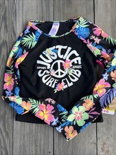 Justice Girls Black Rash Guard X-Small kids beach wear water protection