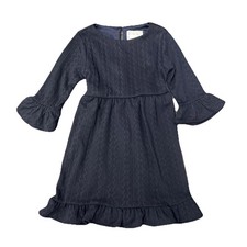Rare Editions Girls Knit Picture Perfect Dress Navy Blue Soft Ribbed Size 5 NWT