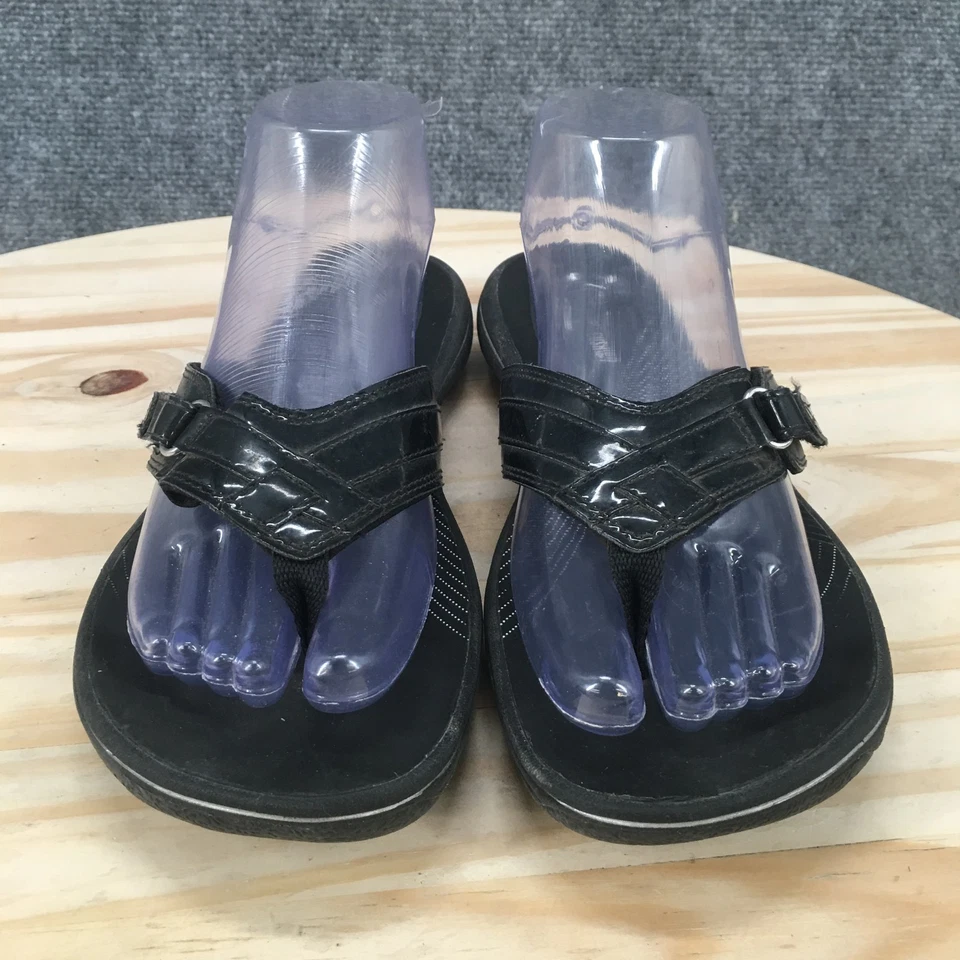 Sandalias Clarks para mujer 8 M Breeze Sea sin cordones cómodas chanclas informales negras Foto 3 de 4