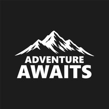 Adventure Awaits Mountain Landscape Vinyl Decal Hiking Hiker Sticker