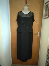 Debenhams Debut black beaded & lined loose fitting maxi evening dress size 14