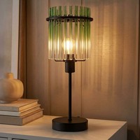 Tischleuchte Tischlampe Wohnzimmerleuchte GlasstäBe GrüN Klar Led H 37,5 Cm