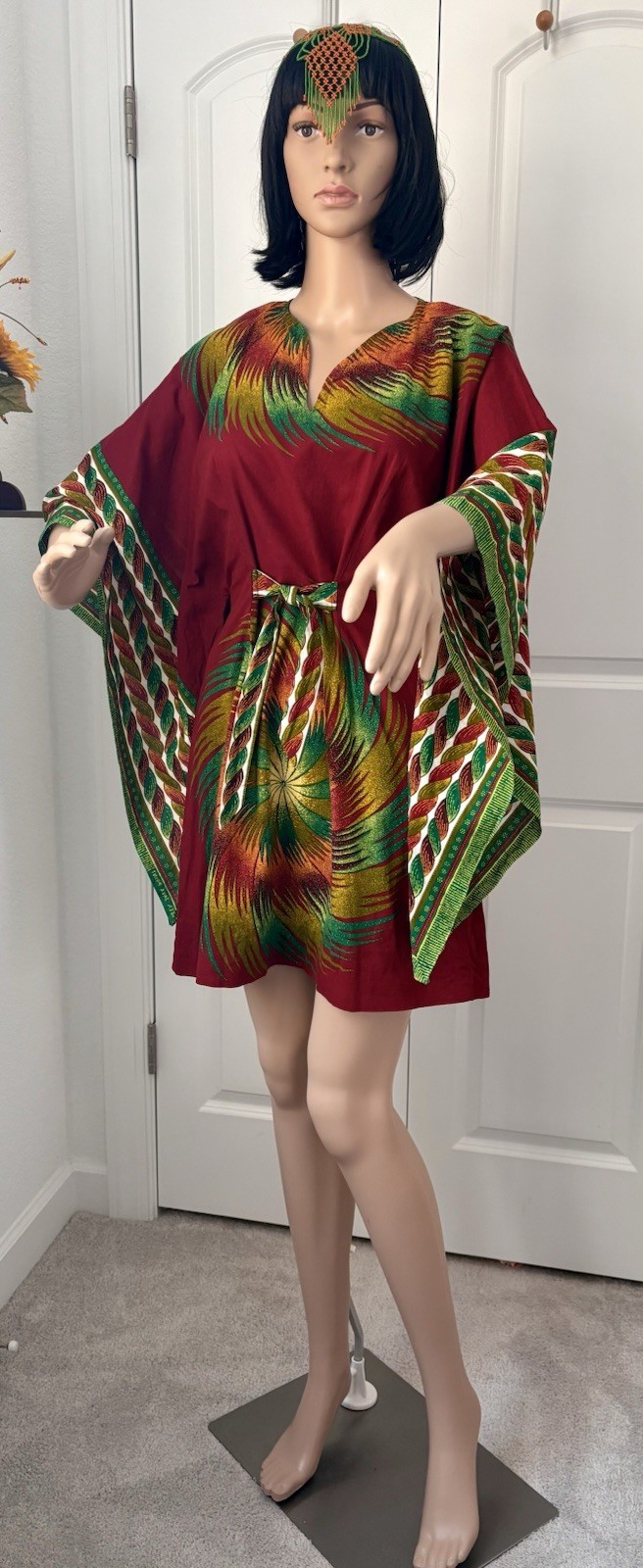 Vintage Psychedelic Dashiki Java Print Cotton Boh… - image 10