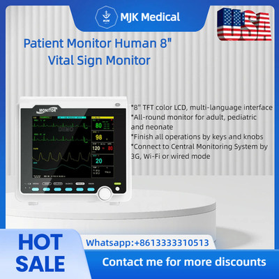 Professional 8'' Patient Vital Signs Monitor - ECG, NIBP, SPO2, RESP, PR, Temp