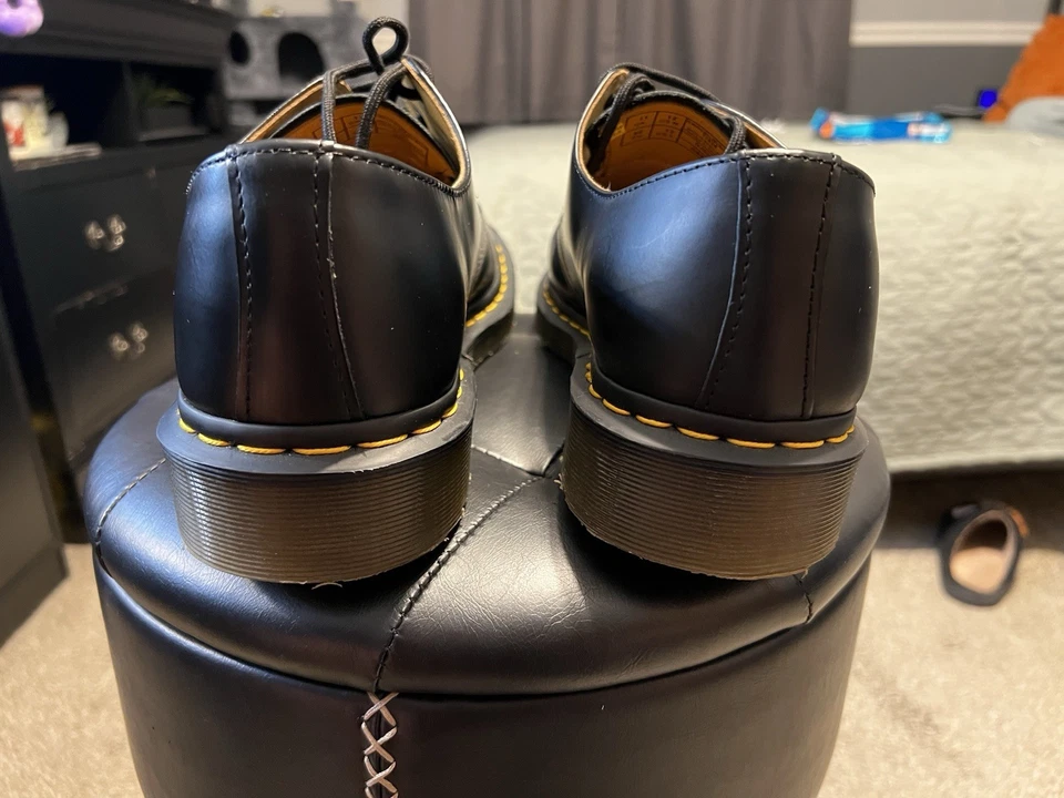 DR. MARTENS 1461 Smooth Black Leather Men's Oxford Shoes US 12 PRE-OWNED USED - Image 3 of 4