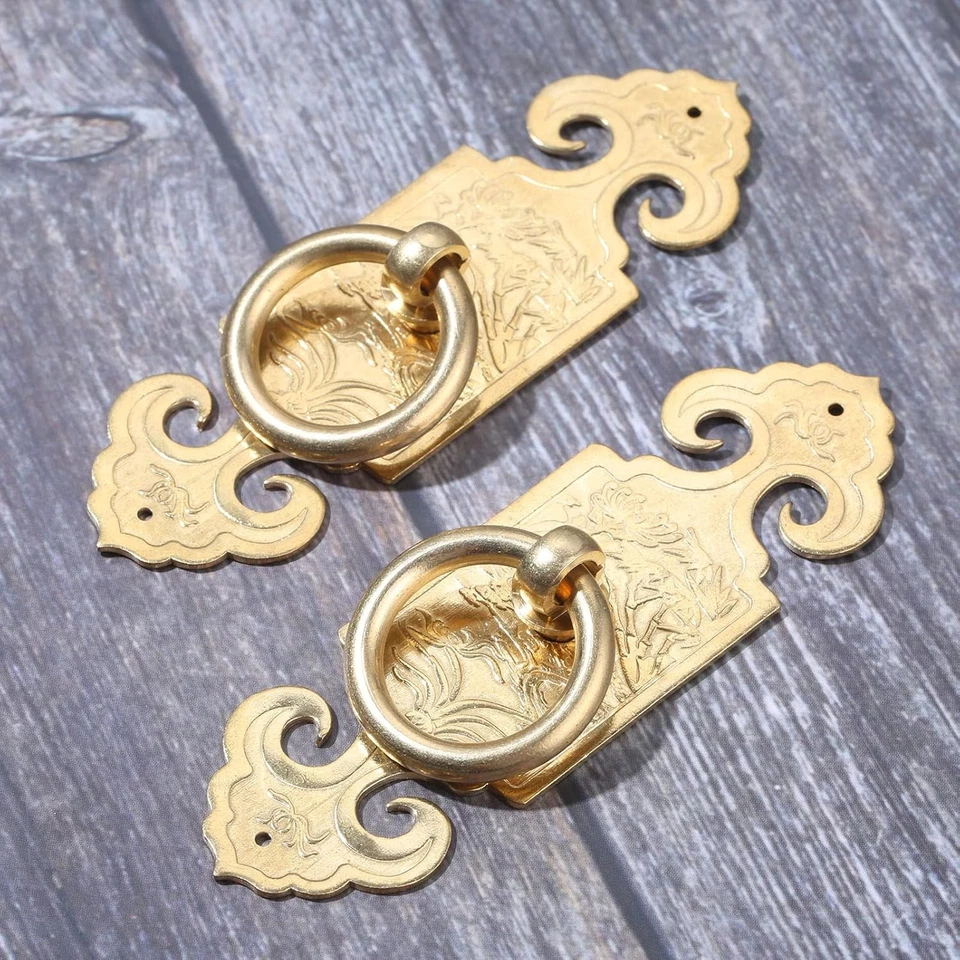 Винтажные латунные кольца, 2 шт., ручки шкафа 10 см/3,94 дюйма, классические — 10x3 см - Изображение 3 из 4