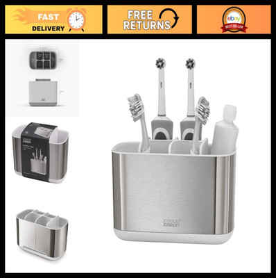 Stainless Steel Toothbrush Holder - EasyStore Bathroom Organizer Caddy, Large