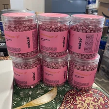 6 Wakse Bubble Gum Blast Hard Wax Beans for Face & Body 4.8oz Metallic Pink