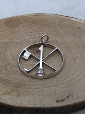 Vintage 925 Golf Pendant Hole In One Sterling Silver Sport Mens Jewellery Vtg