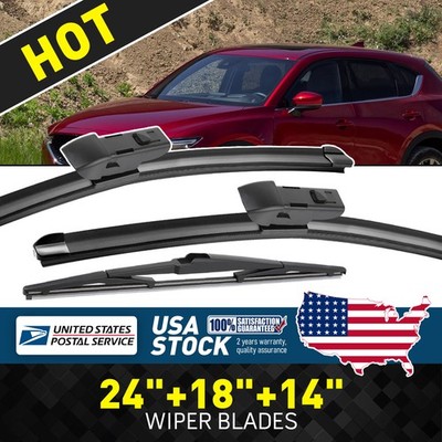 24''&18''&14'' All Weather Performance Wiper Blade Set Fit for 2017-2021 Mazda CX-5