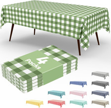 4 Packs Buffalo Disposable Table Cloth, 54 x 108 Inch Waterproof Plastic Tablecl