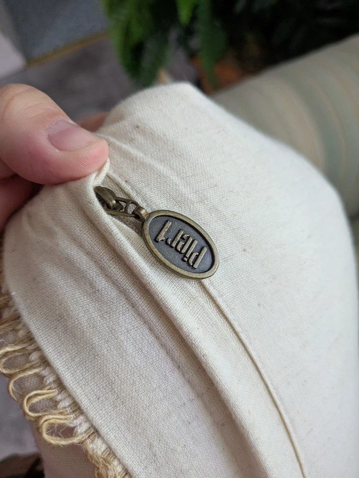 Vintage Pier One Imports Pink White Crewel Embroidered Floral Throw Pillow - Image 4 of 4