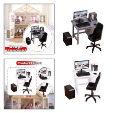 1:12 Computer Desk Chair Model Miniature Gaming Table Simulated Dioramas Mini