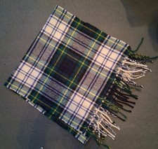 Doneckers 100 Lambswool Scarf Blue Green Plaid Made in Scotland 12 X 47