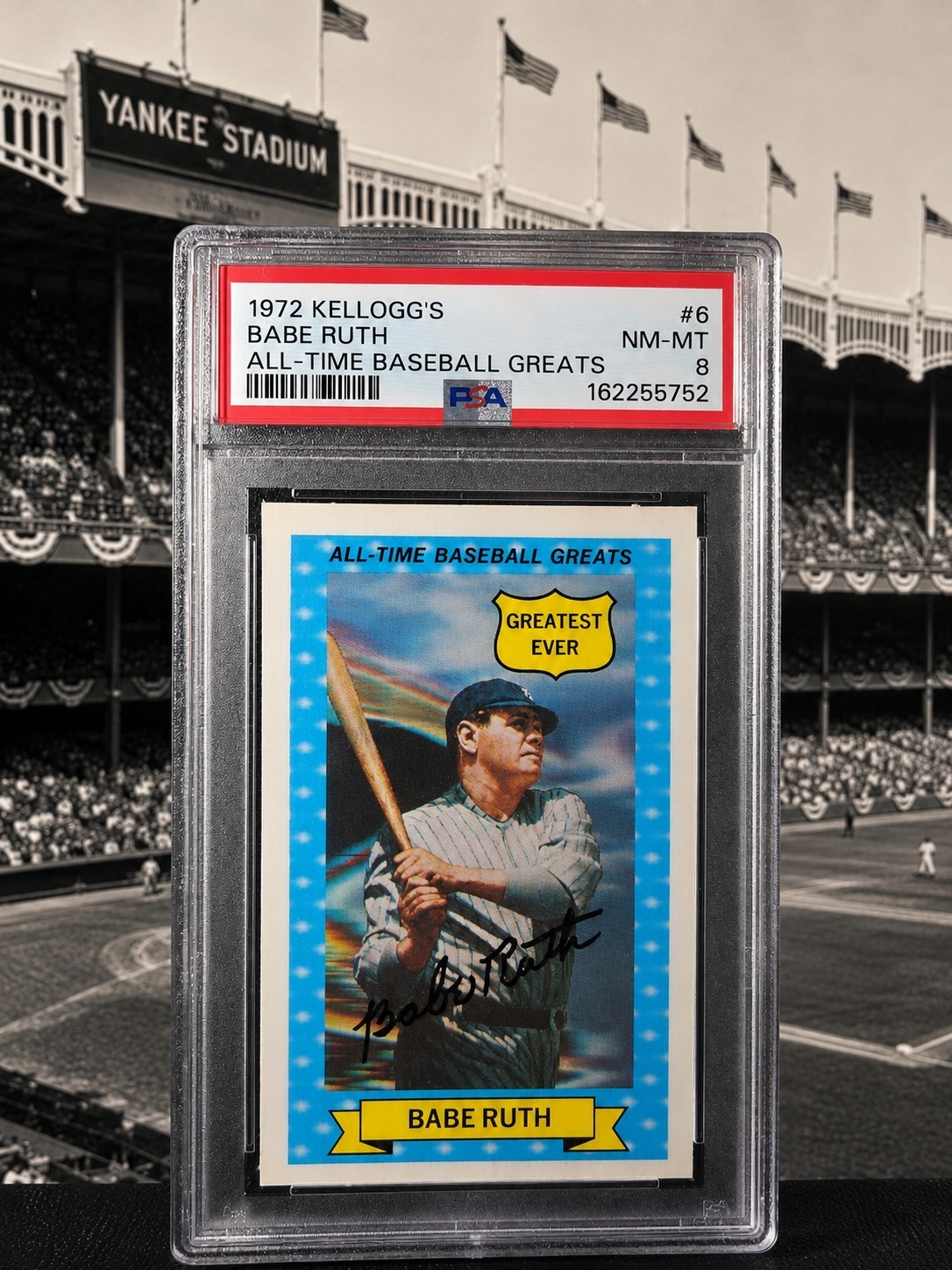 1972 Kellogg's Babe Ruth #6 PSA 8 NM-MT All-Time Baseball Greats NY Yankees HOF