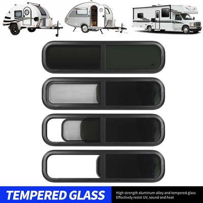 RV Window With Insect Net Horizontal Push Pull Round Corner Aluminum Alloy UV