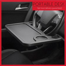 2 in 1 Car Steering Wheel Desk Laptop Stand Food Drink Tray Holder Table Black
