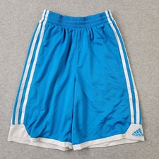 Adidas Shorts Boys Youth Medium 10/12 Sky Blue 3-Stripe Logo Performance
