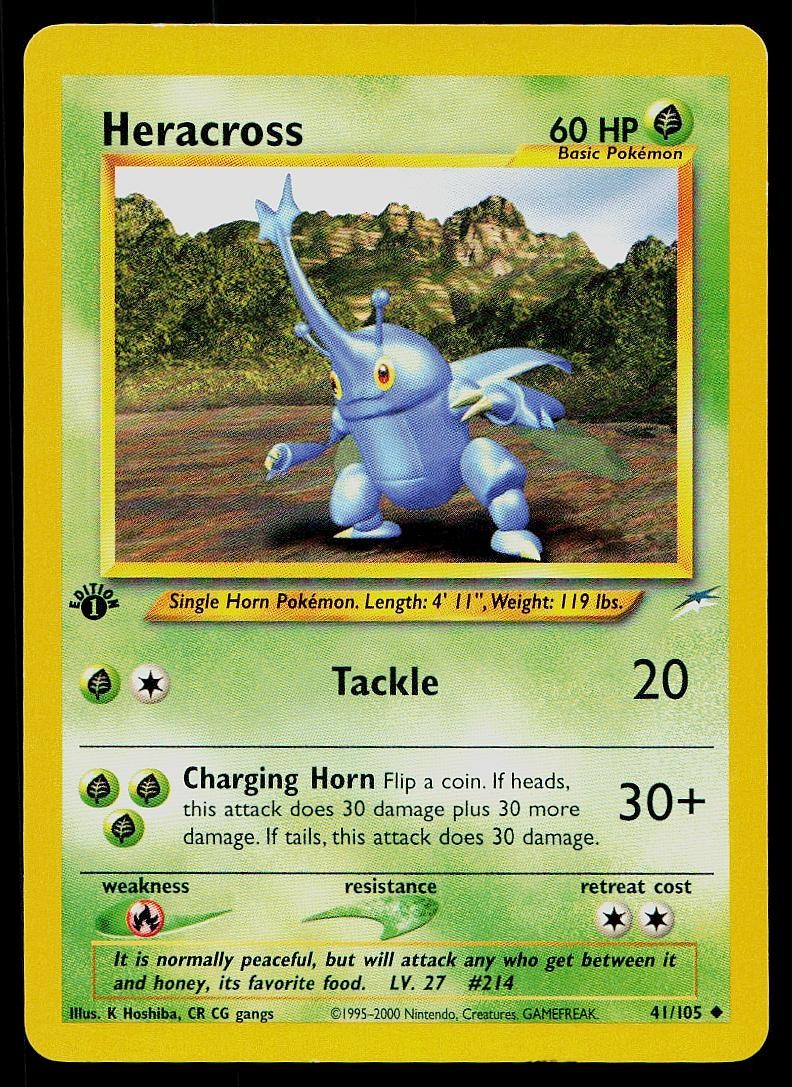 Pokemon Card Neo Destiny Heracross 41/105 1st Edition Uncommon
