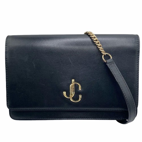Jimmy Choo Varenne Chain Wallet Shoulder Black JC Japan