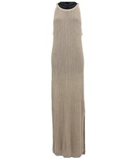NEW Tahari Womens Tan Crochet Long Maxi Dress Medium Beach Cover Up Island Slit