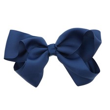 5.5 Inch Grosgrain Hair Bow Clip For Woman And Girls Navy