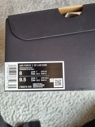 Nike Air Force 1 Low LV8 EMB Hemp Coconut Milk Trainers (FB8878 200 ) UK 7 New - Picture 5 of 12