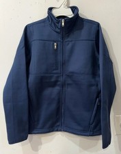 Boys Size 10-12 Navy Blue Softshell Flannel Lined Jacket Zip Pockets NWOT