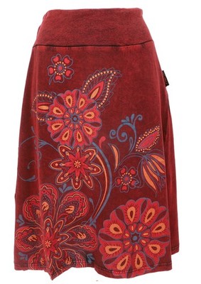 Minirock, Boho chic Rock, Retro Baumwollrock - rot