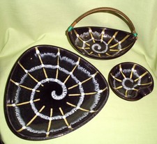 Tolles Keramik-Set 3 teilig Schale... orig. 50er Jahre Vintage "TOP ZUSTAND"