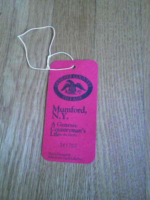 Genesee Country Village Museum Used Tie On Ticket Mumford NY Collectible