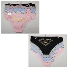 JUICY COUTURE 5 Pack Women's M L Logo Cotton Panties Black Gray Blue Pink
