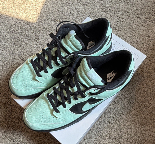 Nike Dunk Low Green/Black Leather Colorblock Low Top Lace-Up Sneakers