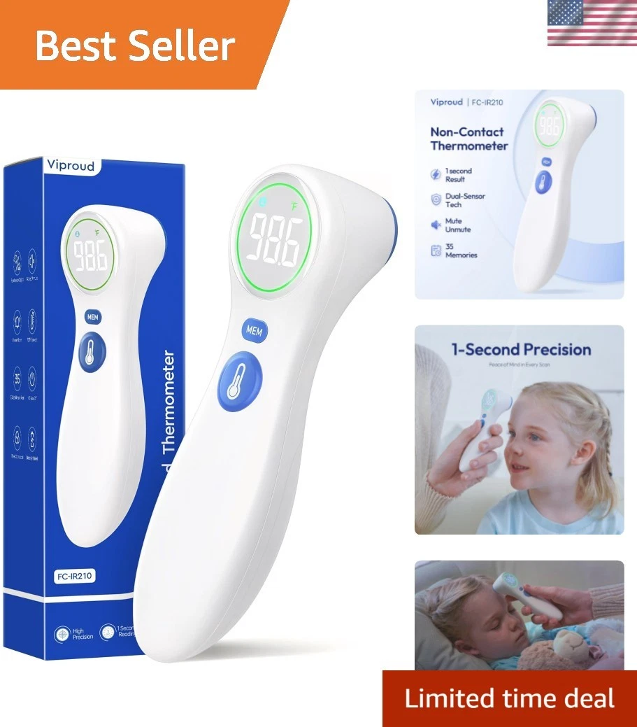Quick and Hygienic No-Touch Thermometer with 35 Memory Slots - Perfect for Kids