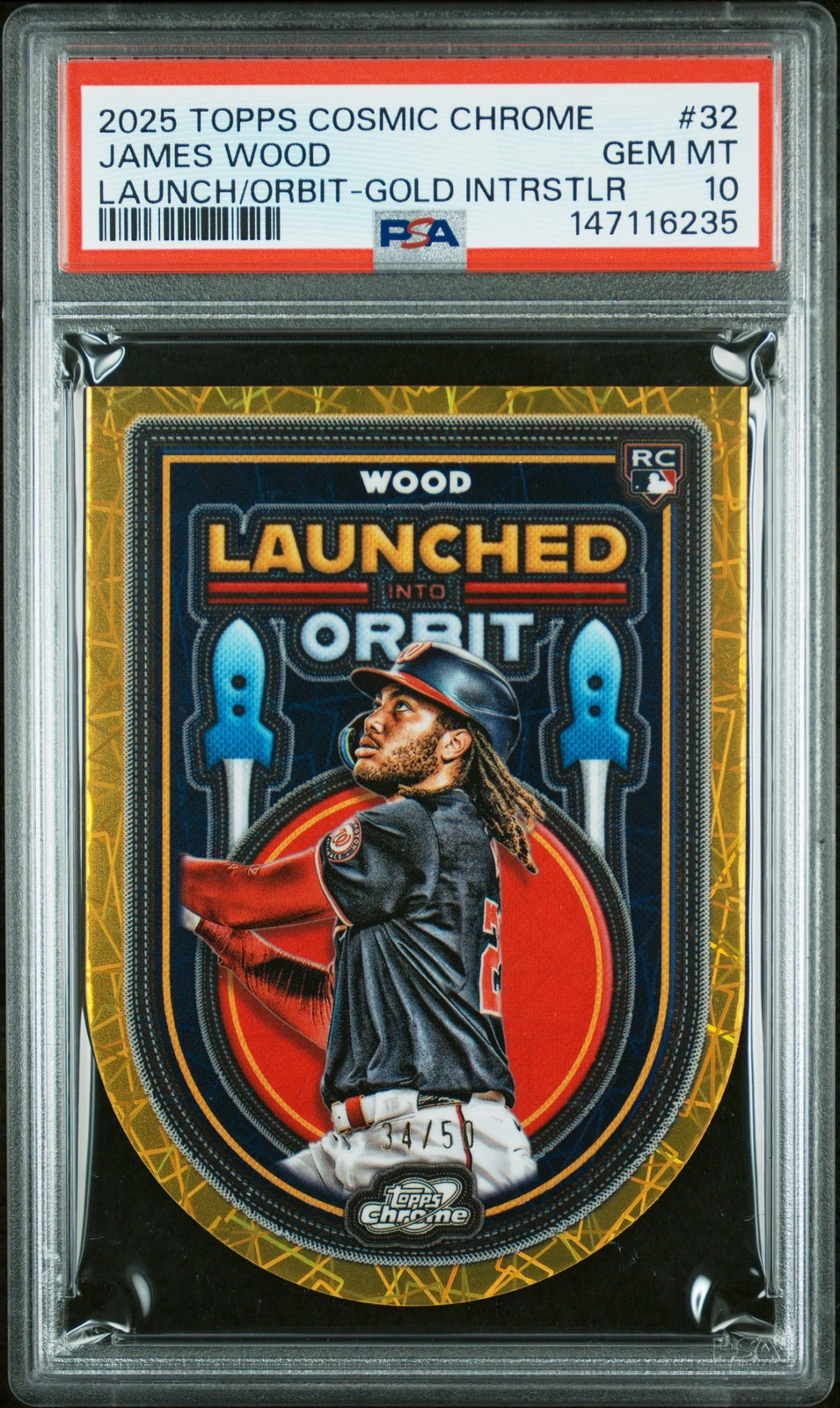 2025 Topps Chrome Cosmic #LIO-32 James Wood Into Orbit Gold PSA 10 #/50 POP 1