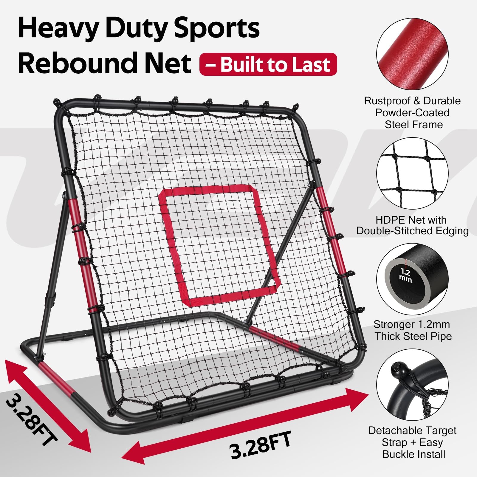 Volleyball Rebounder Net 40"x40" – Adjustable Angles Bounce Back Training Equ...
