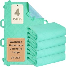 4x Positioning Bed Pad with 8 Handles 34x52 Washable Waterproof Incontinence Pad