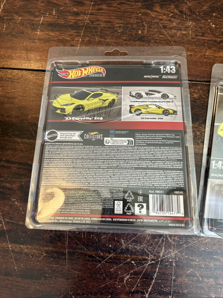 2 coches de juguete fundidos a presión Hot Wheels Premium Real Riders #2 23’ Corvette Z06 1:43 nuevos Foto 4 de 4