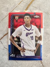 Topps Chrome 2025 Basketball NBA Ace Bailey Red White Blue Refractor #255