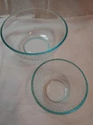 Set of 2 Pyrex Bowls, Blue Tint, Ribbed 1 ea: 3 Cup, 10 cup Ex Cond