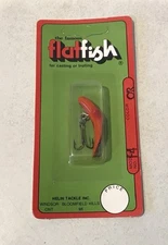 HELIN FAMOUS F-4 FLATFISH ORANGE RED BLACK DOT SALMON 1.5” LURE NEW KWIKFISH VTG