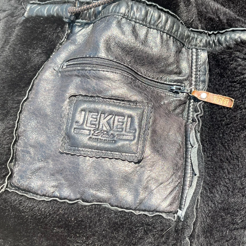 Vintage 80s JEKEL Paris Neiman Marcus Sheepskin Fur Black Down Jacket Mens XL - Image 4 of 4